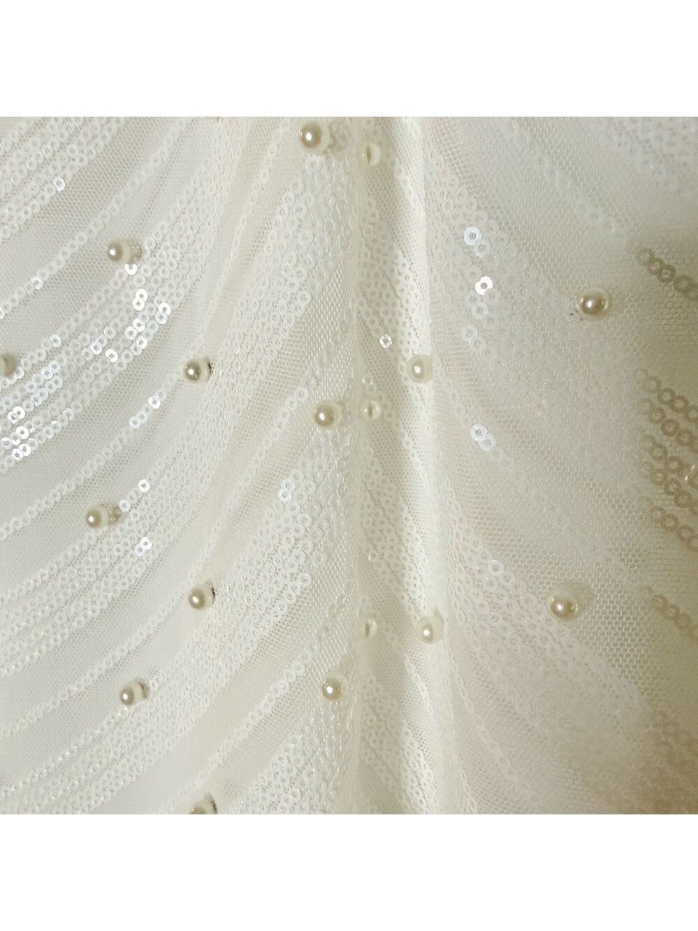 Hot Miami Styles White Pearl Sequin V-Neck Lined maxi Dress Small - Picture 6 of 6